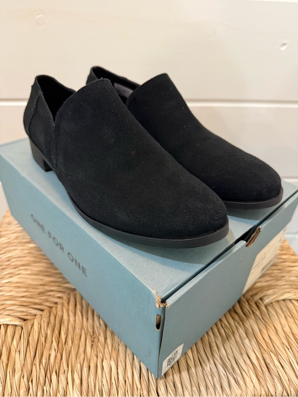 Toms Shaye Black Suede Women's Slip-On Loafers